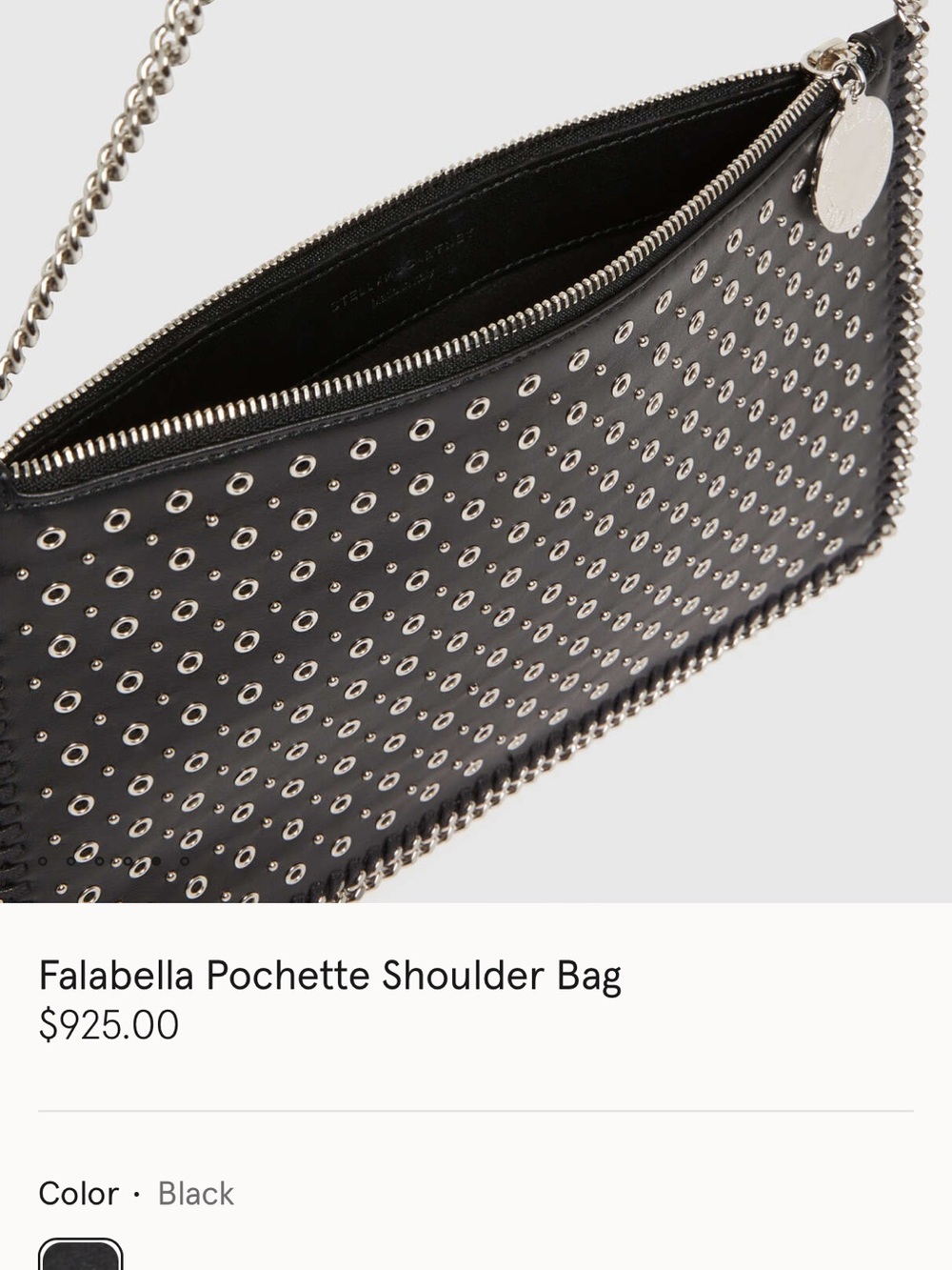 Stella McCartney Black Eyelet-Stud Chain Clutch - Picture 3 of 13